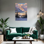 Landschaft Mit Schneebedeckten Bergen See Und Schloss