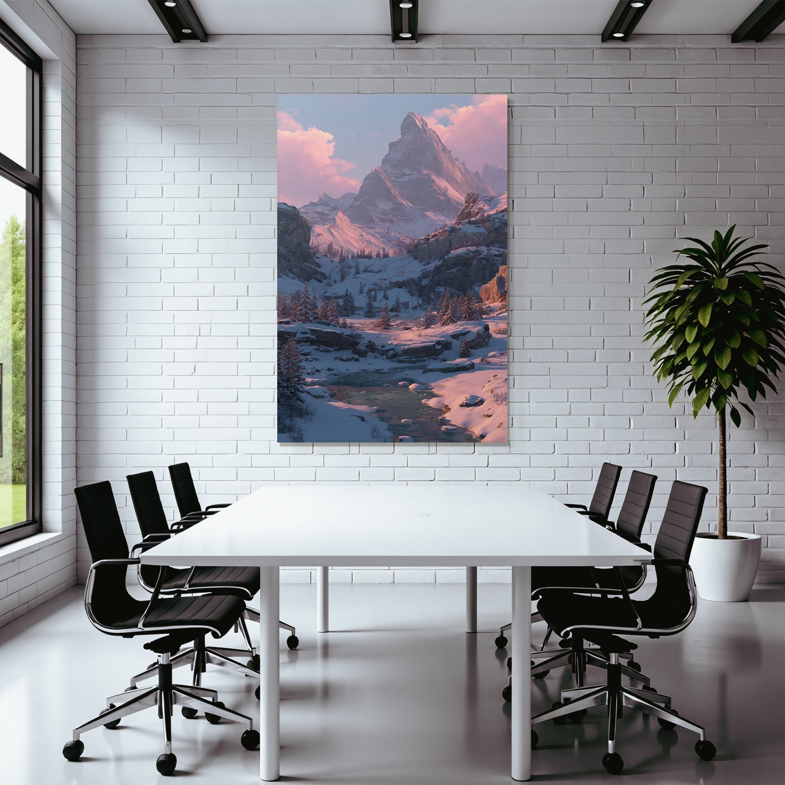 Landschaft Mit Schneebedeckten Bergen Und Einem Fluss