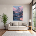 Landschaft Mit Schneebedeckten Bergen Und Einem Fluss
