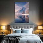 Schneebedeckte Landschaft Mit Bergen Und See