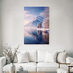 Schneebedeckte Landschaft Mit Bergen Und See