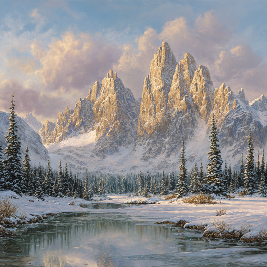 Friedliche Szenerie Mountains Und Fluss Reflexionen | Winter | Jahreszeiten