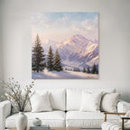 Landschaft Mit Schneebedeckten Bergen Und Tannenbäumen