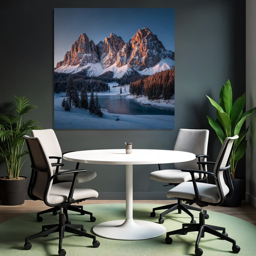 Landschaft Mit Schneebedeckten Bergen Und Reflektierendem See