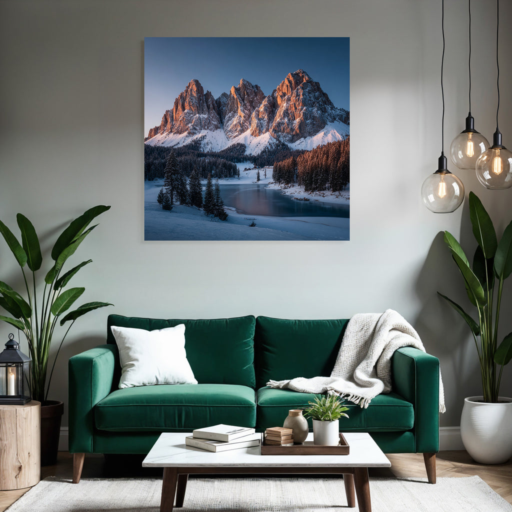 Landschaft Mit Schneebedeckten Bergen Und Reflektierendem See