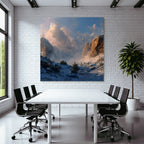 Landschaft Schneebedeckte Berge Felsklippen Dramatische Wolken