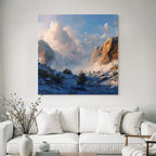 Landschaft Schneebedeckte Berge Felsklippen Dramatische Wolken