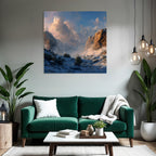 Landschaft Schneebedeckte Berge Felsklippen Dramatische Wolken