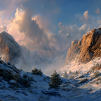 Landschaft Schneebedeckte Berge Felsklippen Dramatische Wolken | Winter | Jahreszeiten