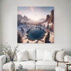 Landschaft See Berge Schneebedeckt Morgensonne