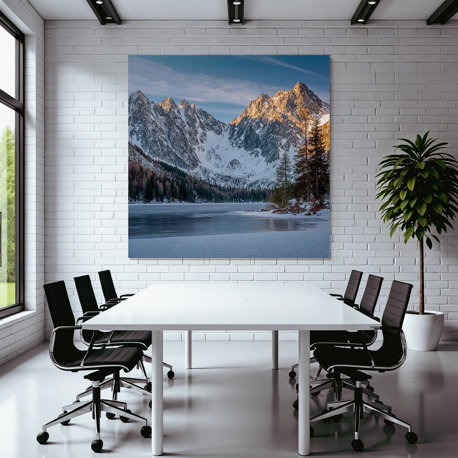 Schneebedeckte Berge Umgeben Einen Gefrorenen See Landschaft