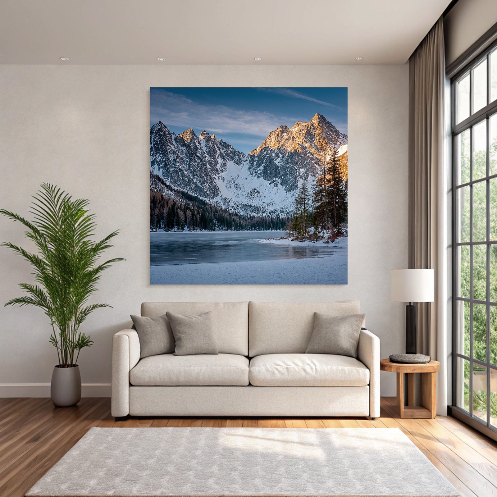 Schneebedeckte Berge Umgeben Einen Gefrorenen See Landschaft