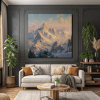 Schneebedeckte Berglandschaft Mit Evergreen Bäumen Dämmerung