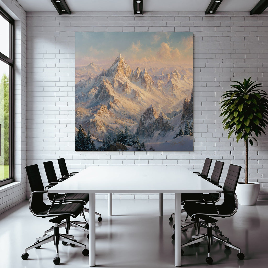 Schneebedeckte Berglandschaft Mit Evergreen Bäumen Dämmerung