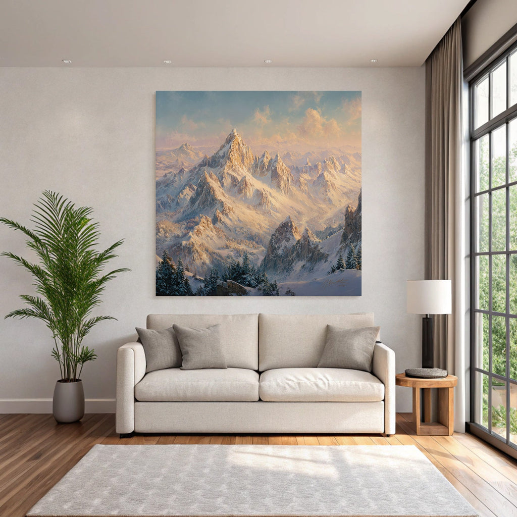 Schneebedeckte Berglandschaft Mit Evergreen Bäumen Dämmerung