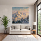 Schneebedeckte Berglandschaft Mit Evergreen Bäumen Dämmerung