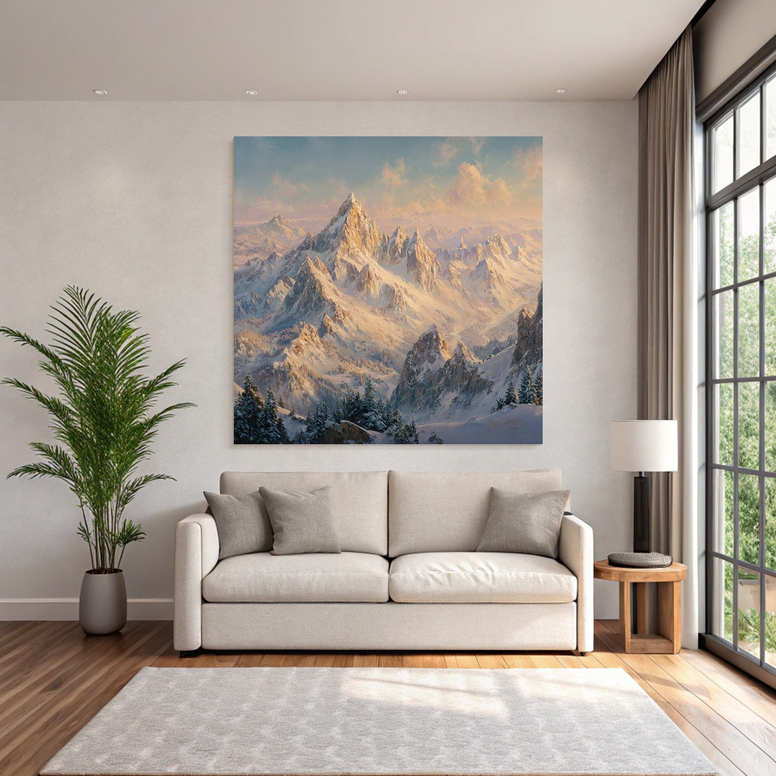 Schneebedeckte Berglandschaft Mit Evergreen Bäumen Dämmerung