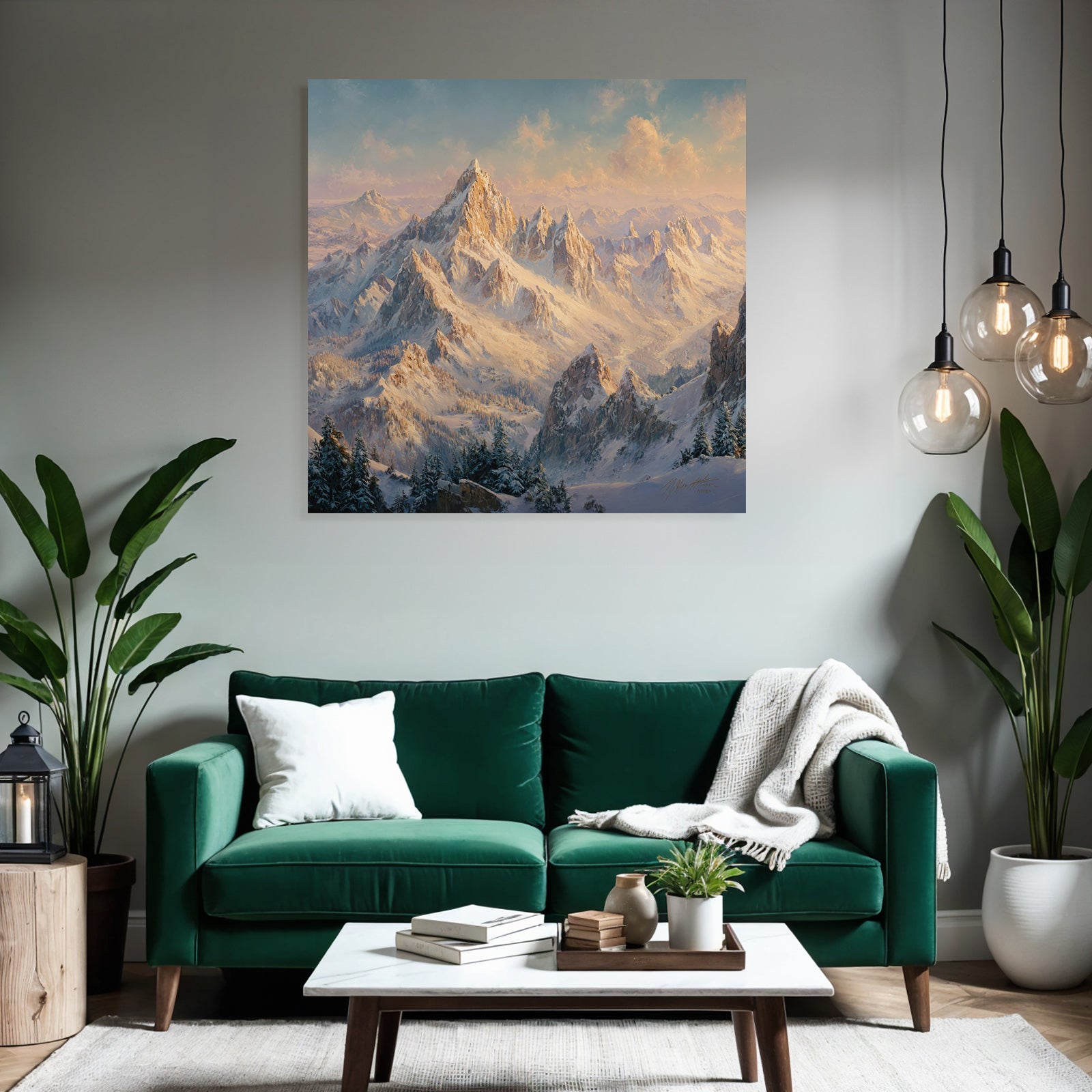 Schneebedeckte Berglandschaft Mit Evergreen Bäumen Dämmerung