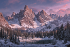 Landschaft Gipfel See Horizont Sanftes Licht | Winter | Jahreszeiten
