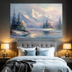 Landschaft Im Schnee Mit Berg Und See