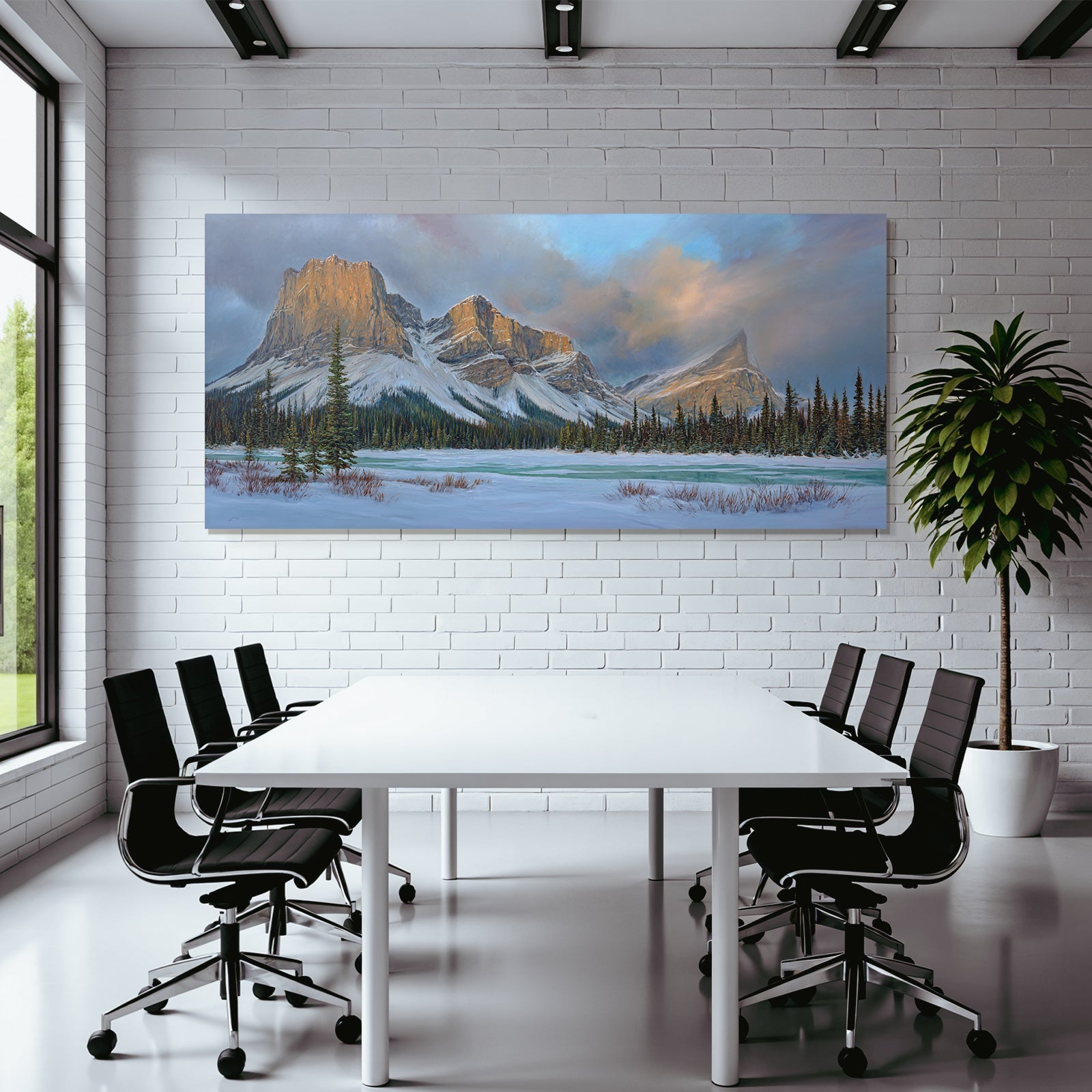 Landschaft Mit Bergen Fluss Und Tannenbäumen