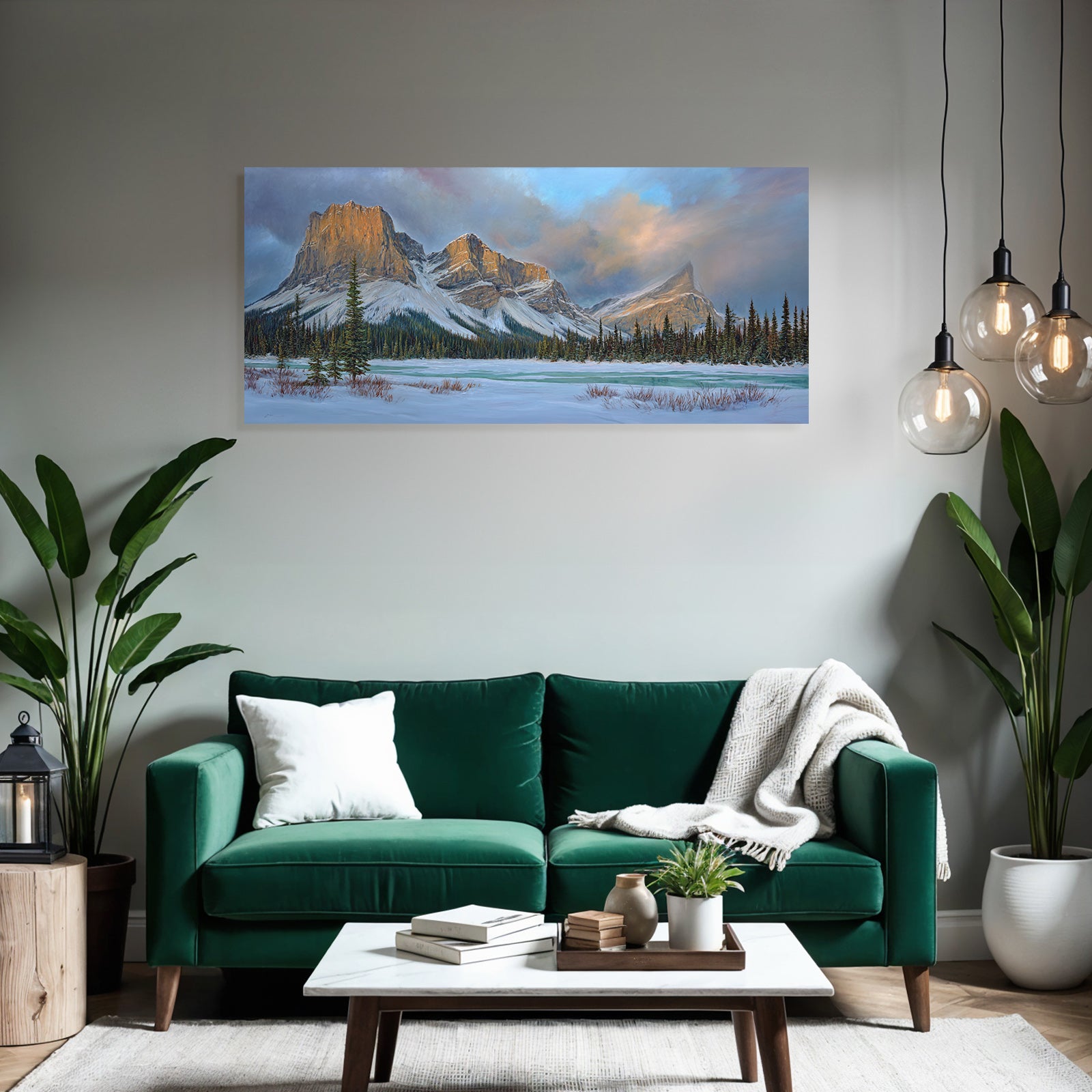 Landschaft Mit Bergen Fluss Und Tannenbäumen