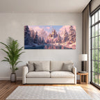 Landschaft Mit Schloss Und Schneeberg Und Fluss