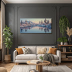 Landschaft Mit Schneebedeckten Bergen Und Fluss