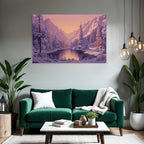 Landschaft Mit Schneebedeckten Bergen Und Ruhigem Wasser