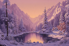 Landschaft Mit Schneebedeckten Bergen Und Ruhigem Wasser | Winter | Jahreszeiten