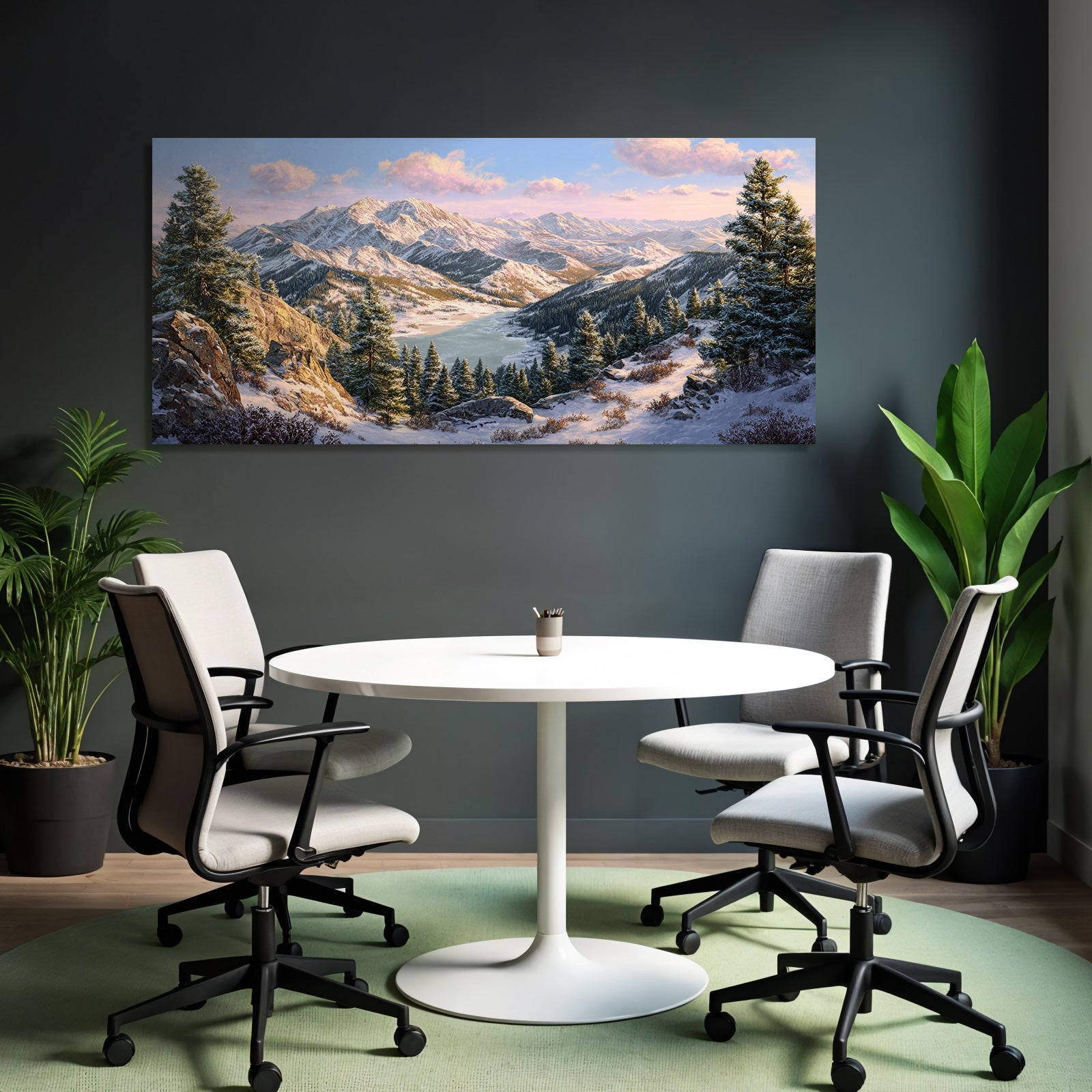 Landschaft Mit Schneebedeckten Bergen Und See