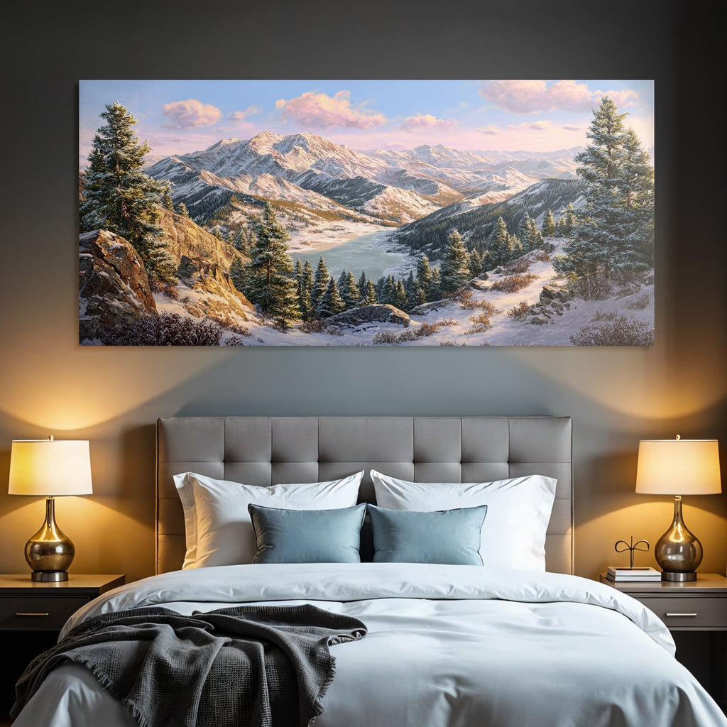 Landschaft Mit Schneebedeckten Bergen Und See