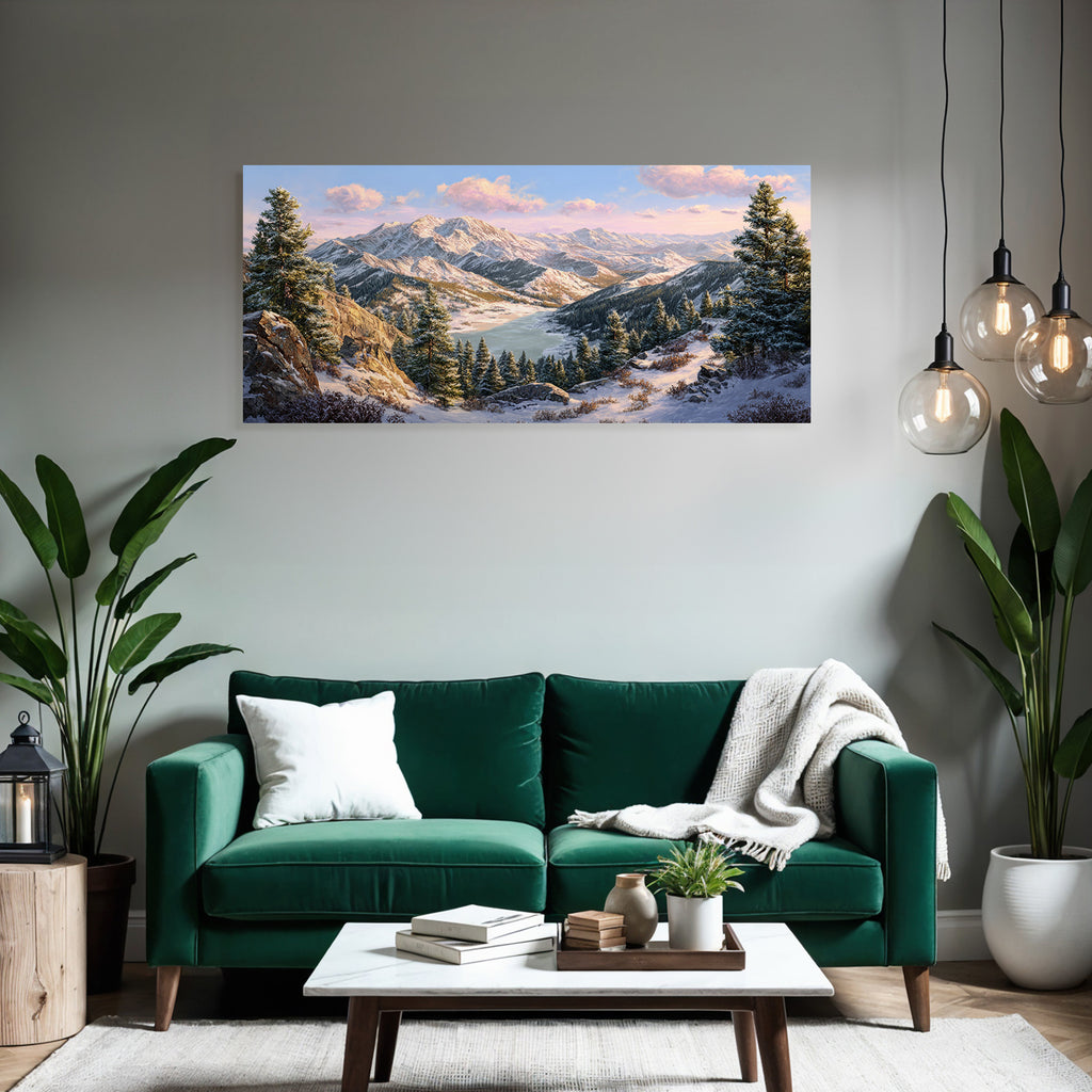 Landschaft Mit Schneebedeckten Bergen Und See