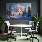 Landschaft Schneebedeckte Berge Und Evergreen Bäume