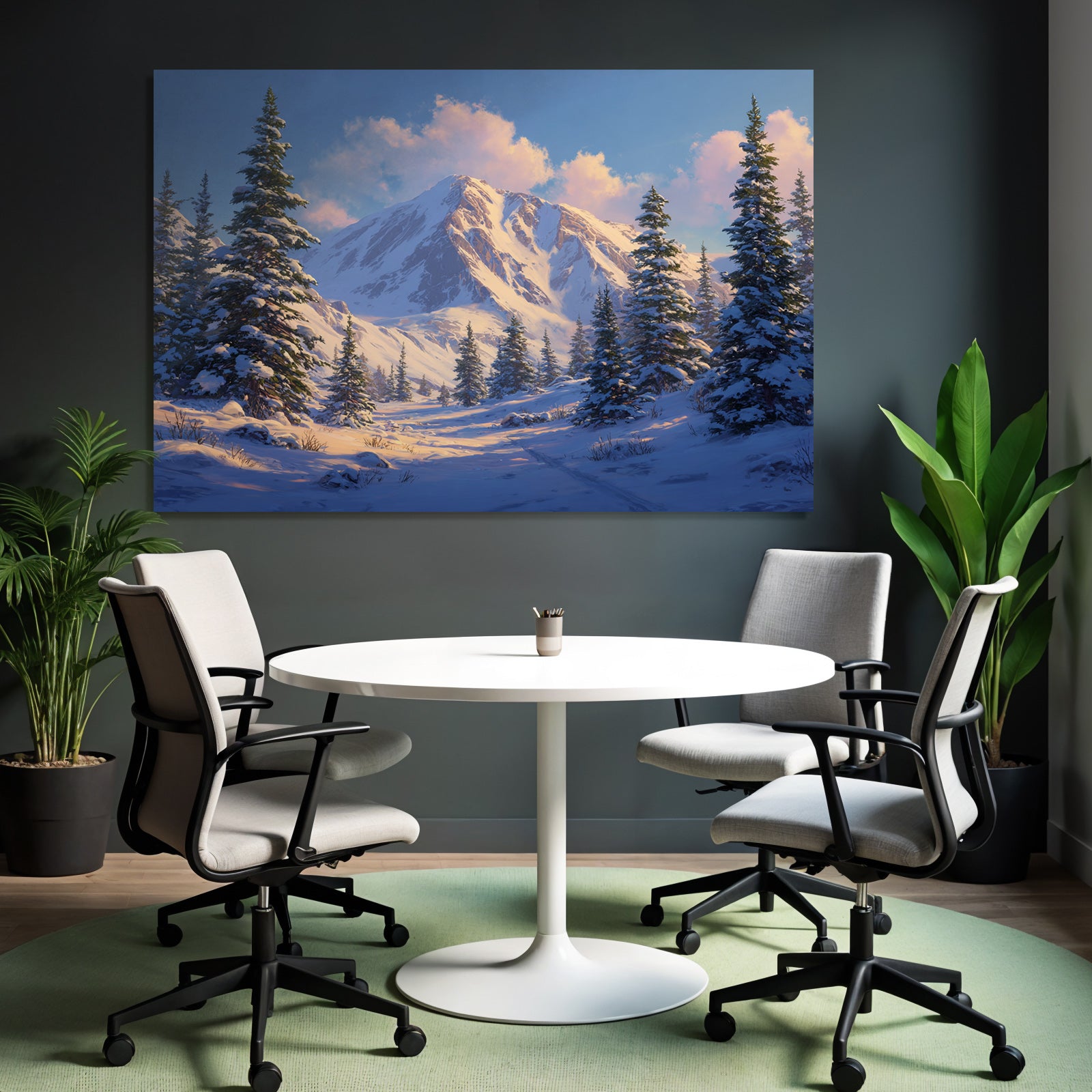 Landschaft Schneebedeckte Berge Und Evergreen Bäume