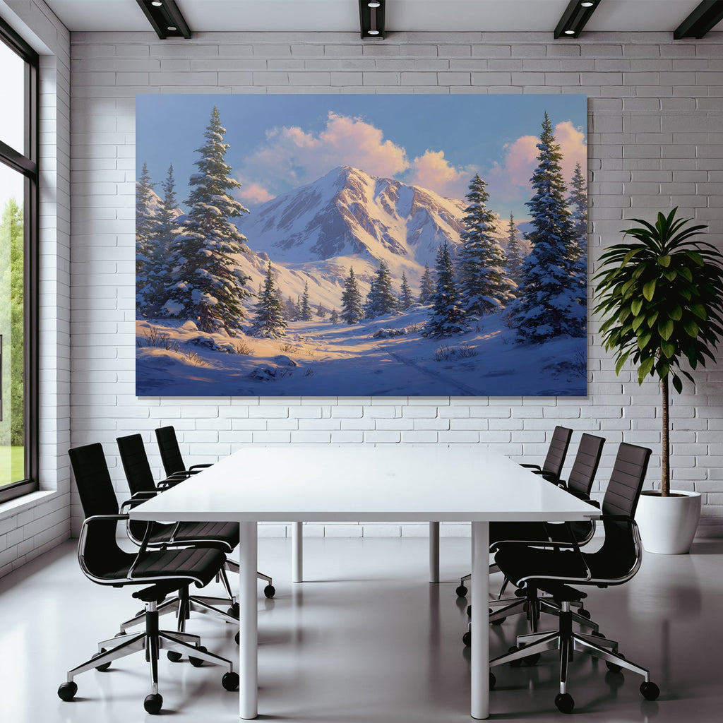 Landschaft Schneebedeckte Berge Und Evergreen Bäume