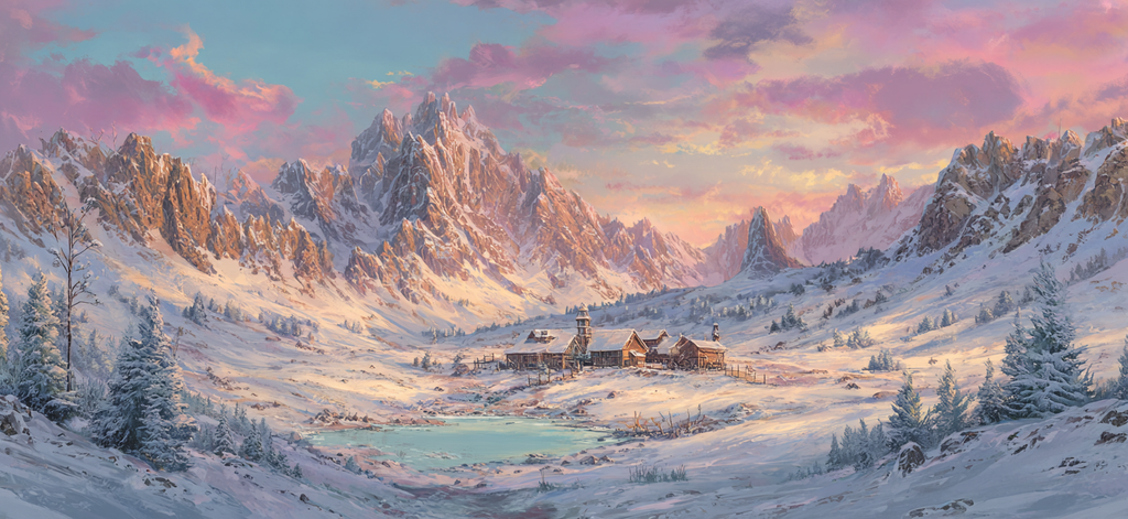 Landschaft Sunset Bergblick Holzhütte Ruhig | Winter | Jahreszeiten