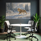 Lion Im Landschaft Mit Tannenbaum Und Bergen