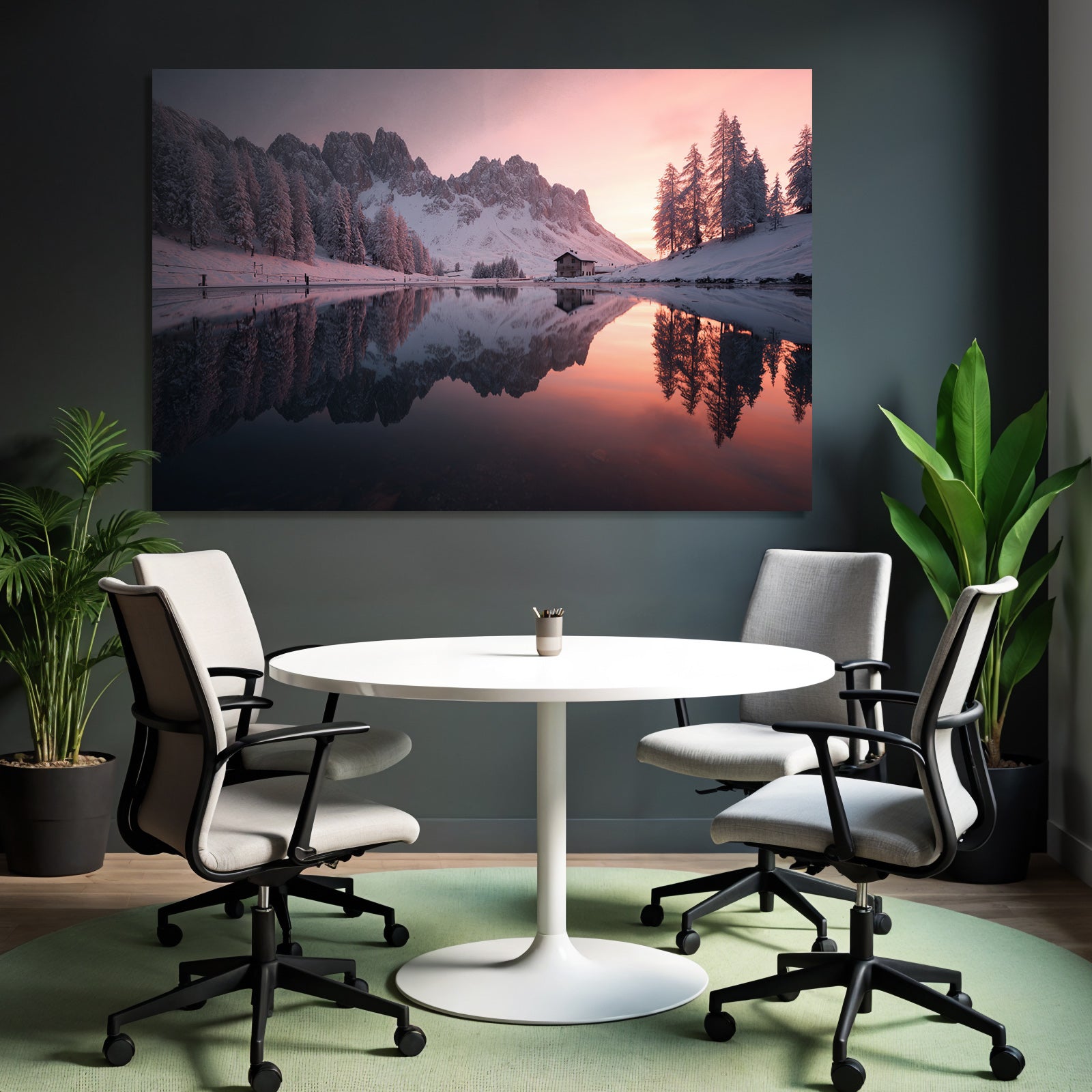 Ruhige Landschaft Mit Hütte Reflektion Im See