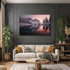 Ruhige Landschaft Mit Hütte Reflektion Im See