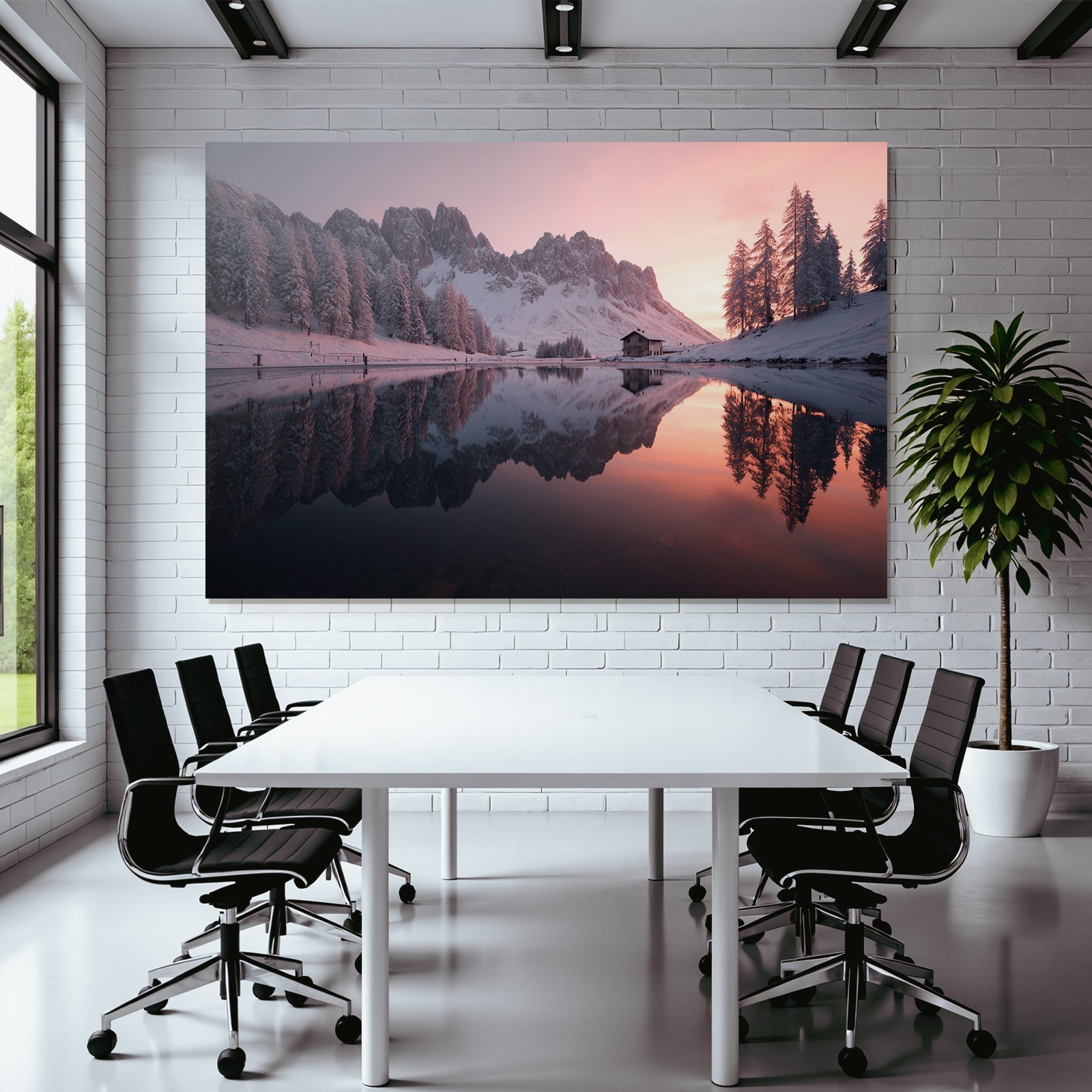 Ruhige Landschaft Mit Hütte Reflektion Im See