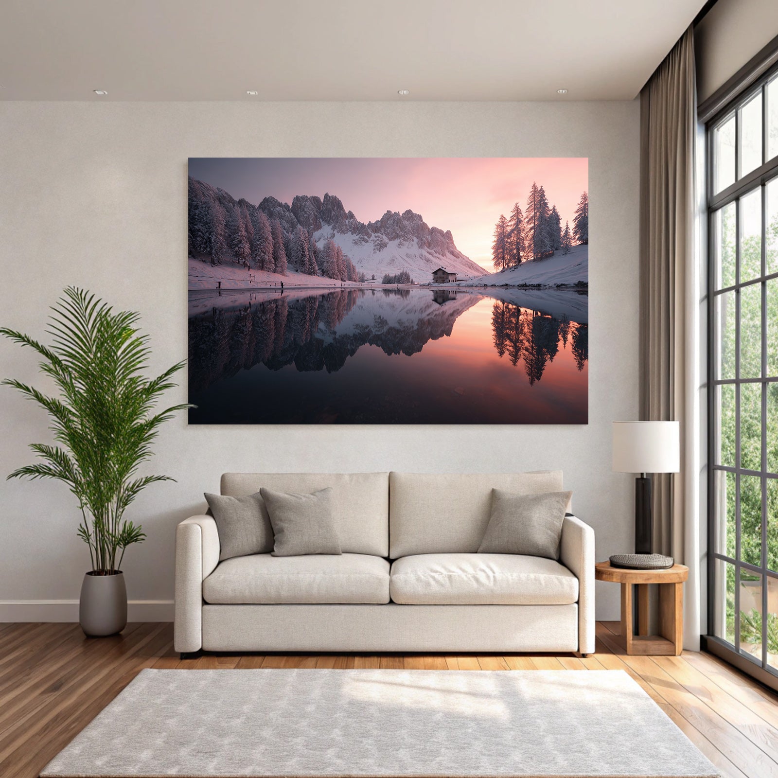 Ruhige Landschaft Mit Hütte Reflektion Im See