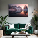 Ruhige Landschaft Mit Hütte Reflektion Im See
