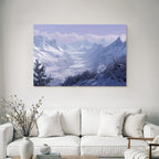 Ruhige Landschaft Mit Schneebedeckten Bergen Und Burg