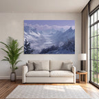 Ruhige Landschaft Mit Schneebedeckten Bergen Und Burg