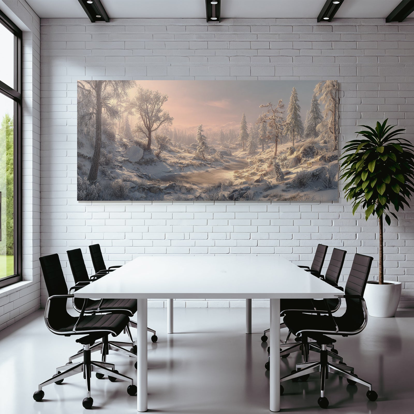 Schneebedeckte Landschaft Mit Reflektierendem Wasser