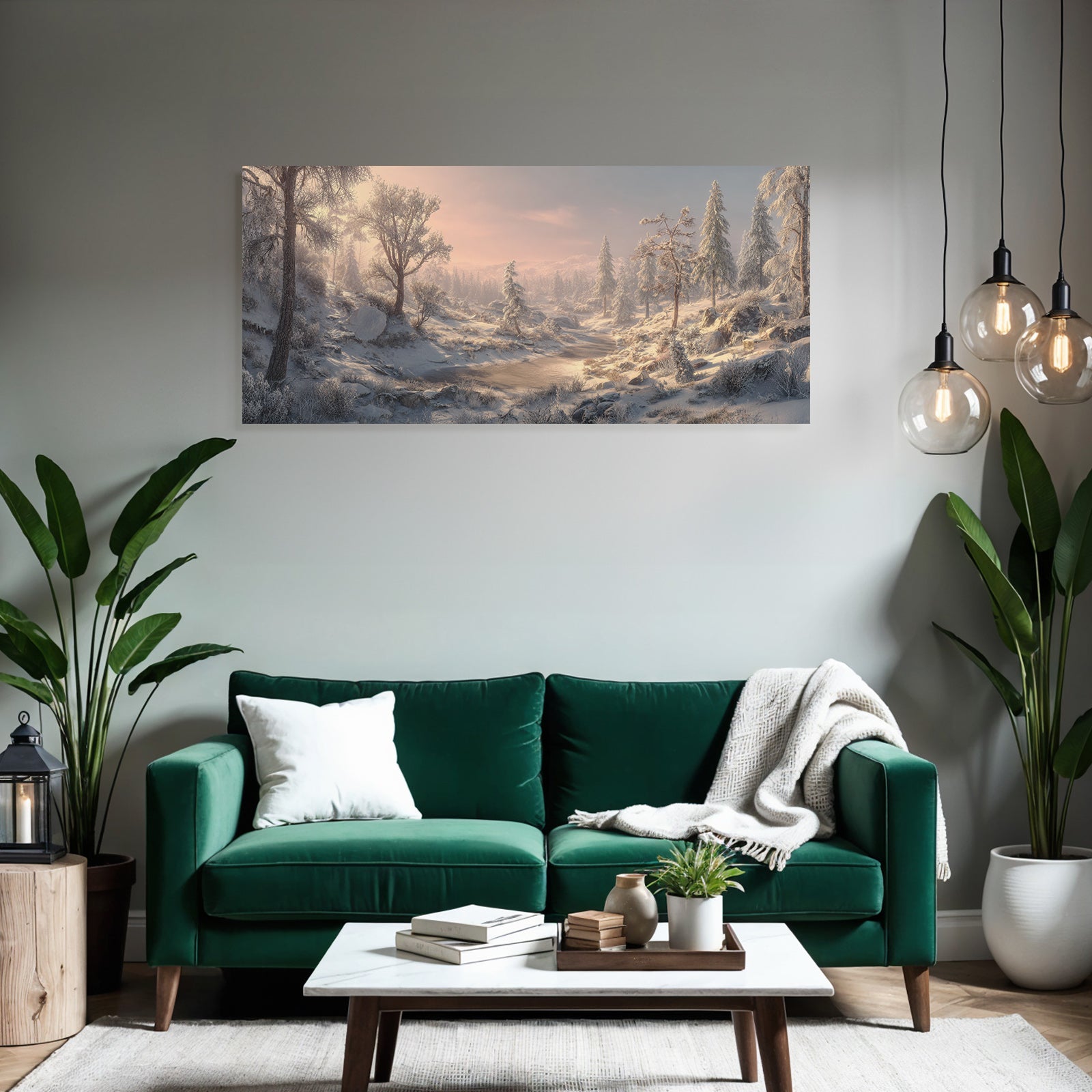 Schneebedeckte Landschaft Mit Reflektierendem Wasser