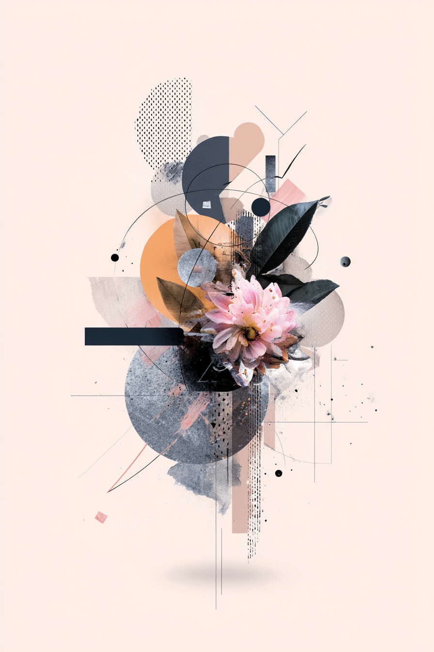 Abstract Flora Geometric Design Moderne Kunst | Collagen | Kunstgattungen