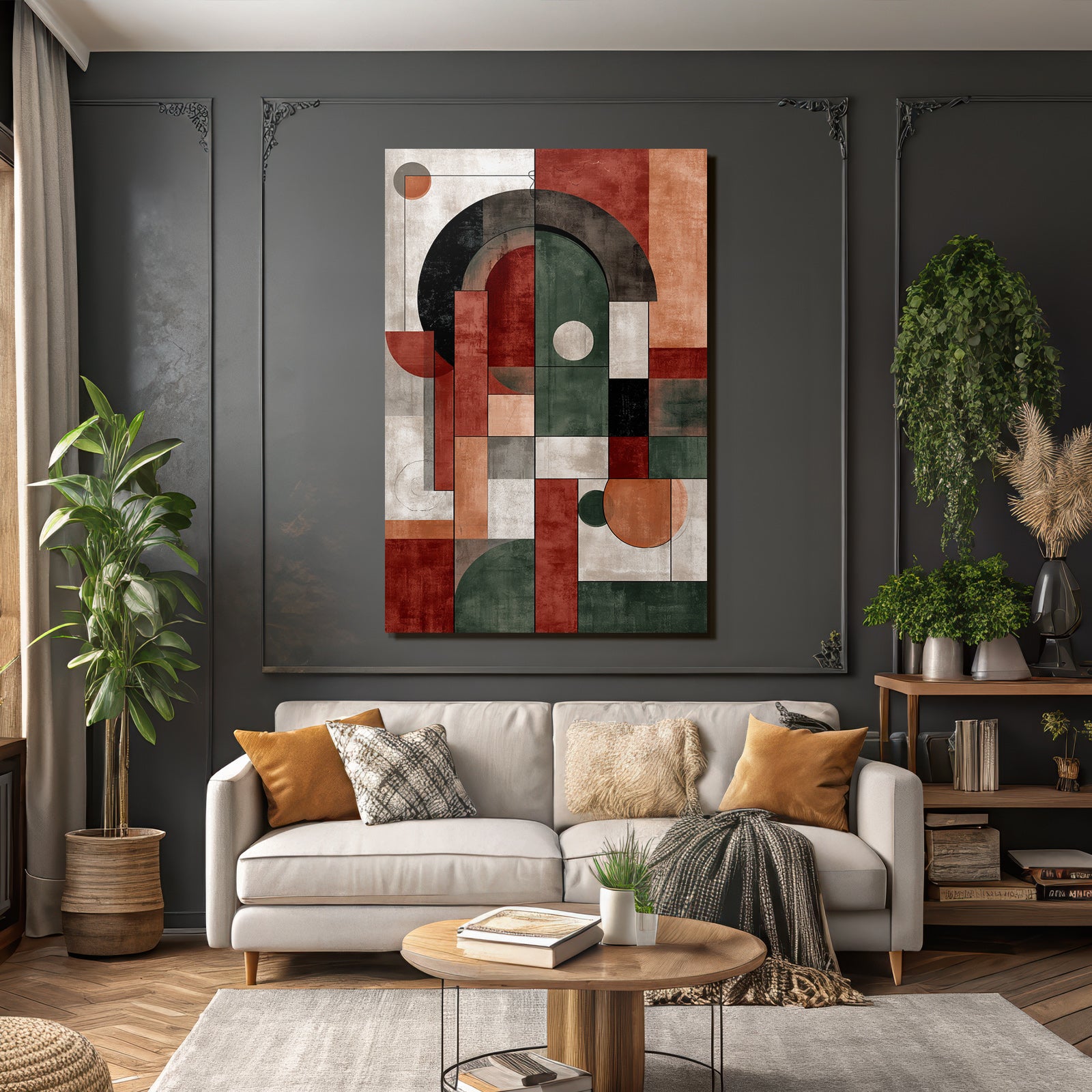 Abstrakte Geometrische Kunst Mit Erdtoenen