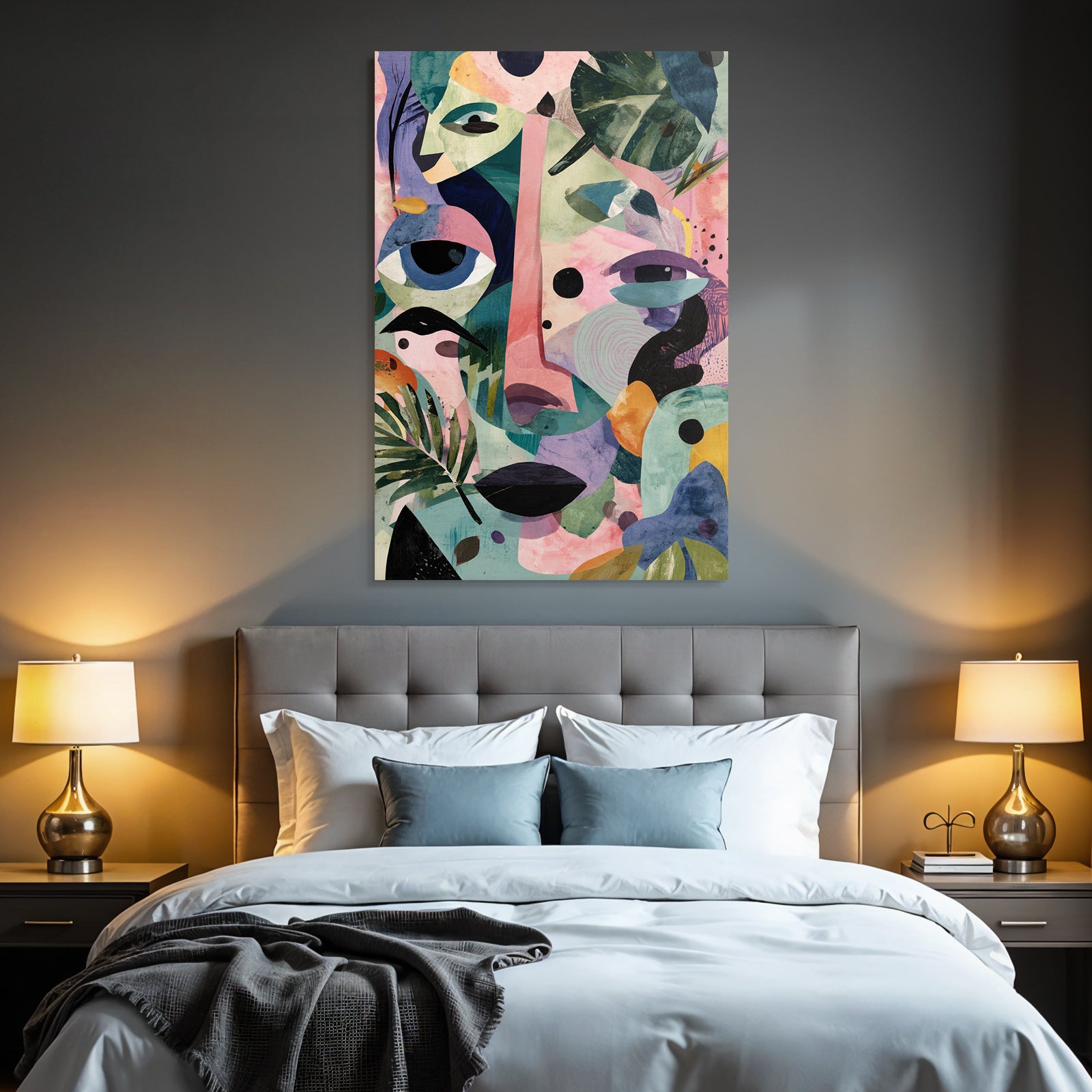 Abstrakte Illustration Mit Shapes Und Faces Farbenspiel